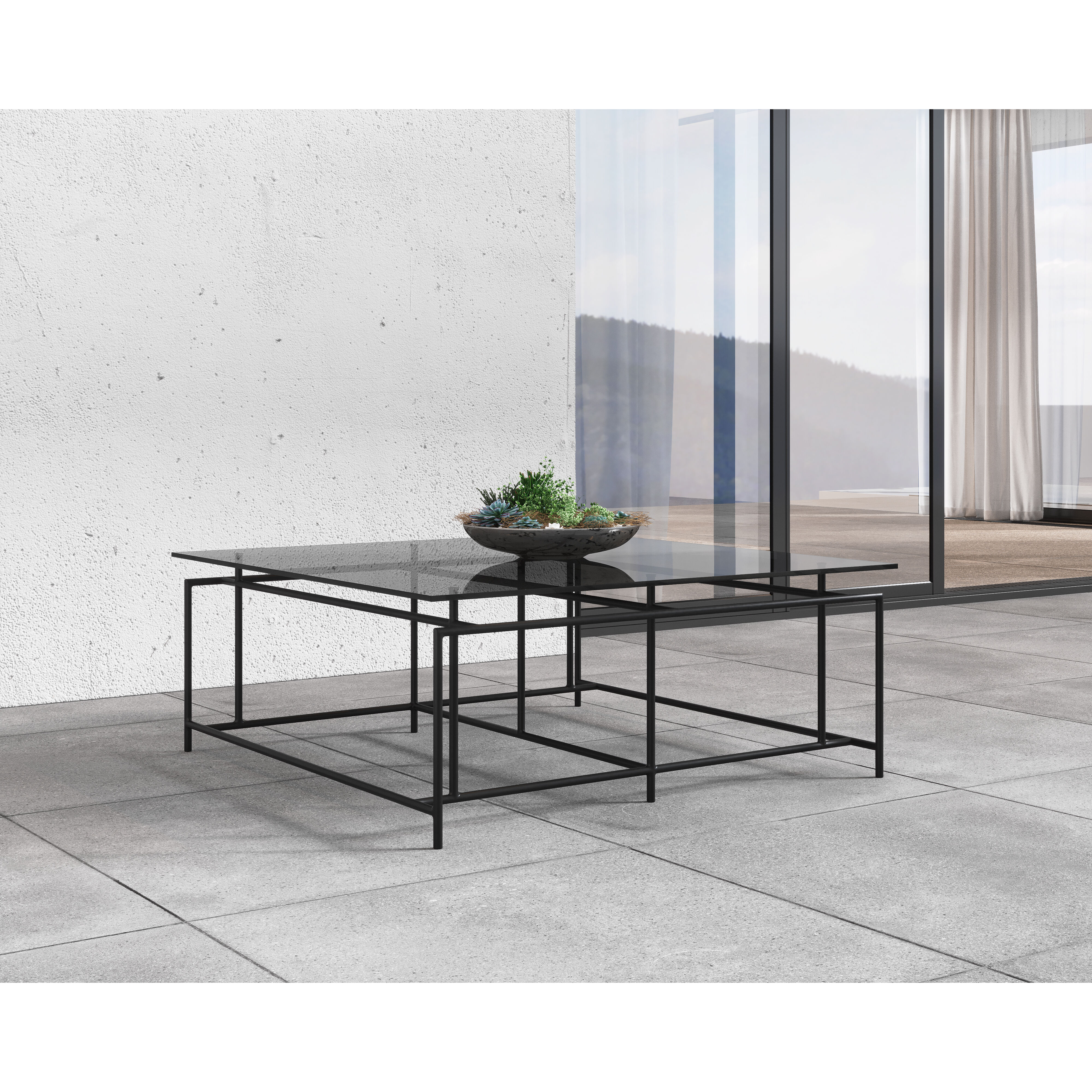Bellagio 40 X 40 inch Clear / Black Outdoor Coffee Table